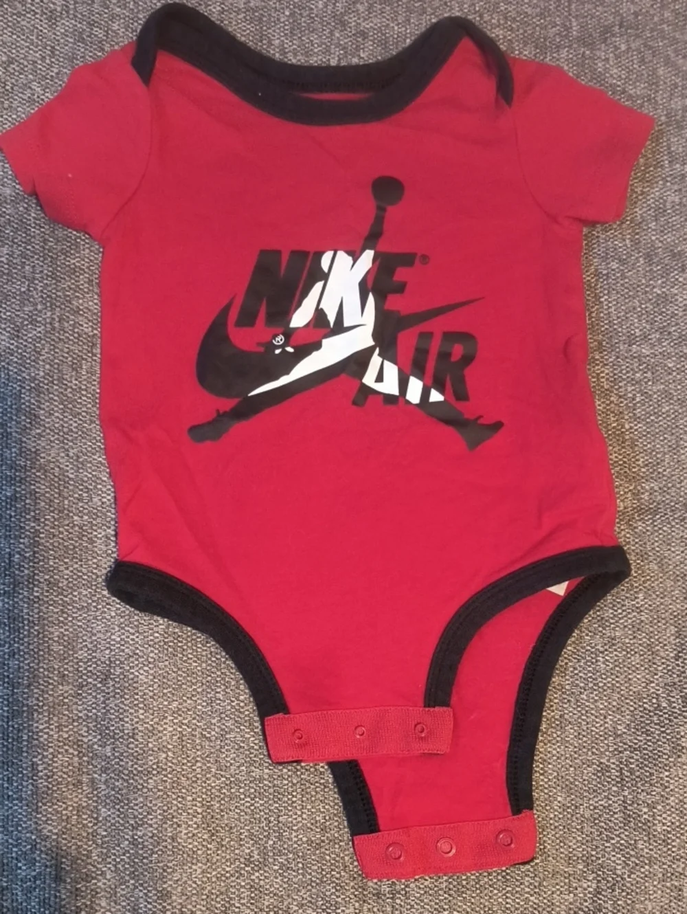 Nike Red Baby One-Piece Bodysuit with Black Trim and Air Logo